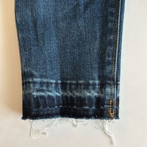 Spanx Blue Distressed Pull-On Ankle Skinny Jeans Raw Hem Size Medium Tall - Picture 13 of 13